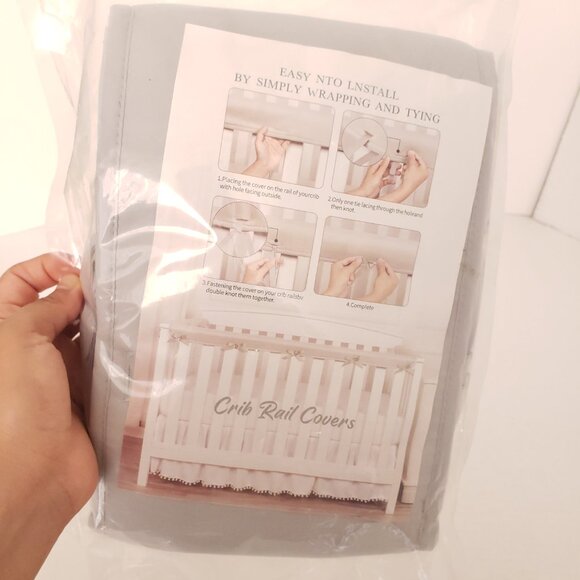 NEW Sealed Gray Baby Crib Rail Covers Protector and Teething Guard - Picture 2 of 8